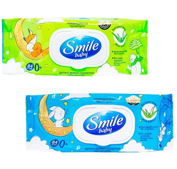 Smile Baby Servetele Umede cu clapeta, extract de Aloe, 84 buc. 