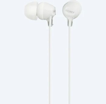 Earphones  SONY  MDR-EX15AP, Mic on cable,  4pin 3.5mm jack L-shaped, Cable: 1.2m, White 