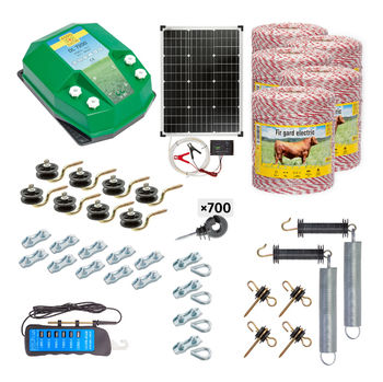 Pachet gard electric complet 5000 m, 7,2 Joule, cu sistem solar, pentru animale domestice 