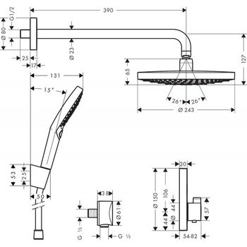 Sistem de duș cu montarea ascunsa hansgrohe Raindance Select S, cu termostat ShowerSelect S 