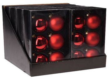Набор шаров 6X65mm, 3матов, 3глянц, красных класс, в коробке 