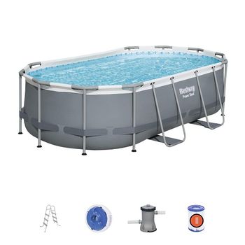 Piscina Power Steel Oval 427x250x100cm, 7250L, cadru metalic 