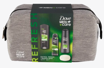 Cadou DOVE MEN +CARE EXTRA FRESH (Gel de Dus 250ml+Deo 150ml+Sapun90gr+Sampon 250ml) + Gentuta Gratuit 