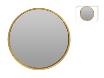 Зеркало настенное NVT Mirror, D40см, с золотой деревянной рамой 