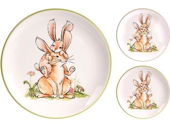 Тарелка 20cm, "Пара кроликов", H2cm, 2 дизайна, керамика 