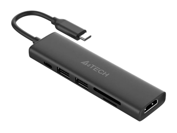 Docking Station A4Tech 6-IN-1, HDMI, 2xUSB 3.0, Type C,  PD100W, SD/TF, Aluminum, Ash Grey 