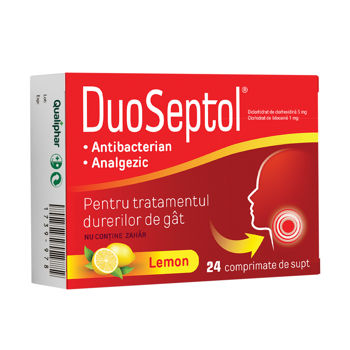 cumpără DuoSeptol Lemon 5mg/1mg, comprimate pentru gât N24 în Chișinău 