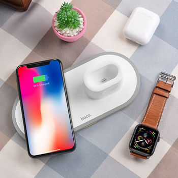 Încărcător wireless Hoco CW21 Wisdom 3 in 1 (10W) [White] 