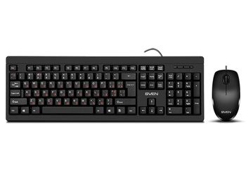 Keyboard & Mouse SVEN KB-S320C, Fullsize layout, Splash proof, Fn key, Black, USB 
