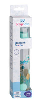 ”Baby-Nova” Biberon din sticlă, 240 ml, 0-24 luni, debit mediu, 1 buc. (43706) 