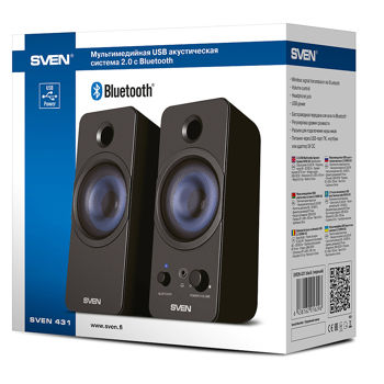 Active Speakers SVEN 431 Black (USB),  2.0 / 2x3W RMS, Bluetooth, USB or 5V DC power supply, headphone jack  (boxe sistem acustic/колонки акустическая сиситема)