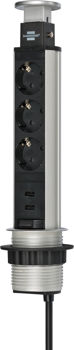 купить Настольный удлинитель, 3-кратный (выдвижной удлинитель, 2-кратный USB, кабель 2 м, полностью убирающийся в столешницу) Brennenstuhl Tower Power, в Кишинёве 