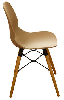 купить Пластиковый стул, деревянные ножки с металлической опорой, 495x455x750 мм, коричневый в Кишинёве 
