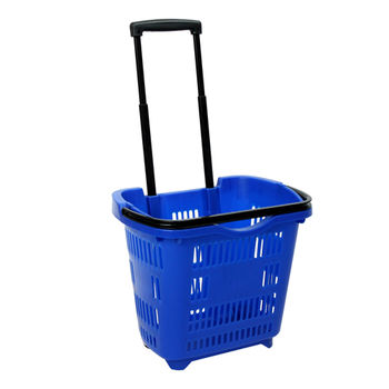 купить Пластиковая корзина на колесах (2 пластиковые ручки) 30L, 475*350*435mm, синий в Кишинёве 