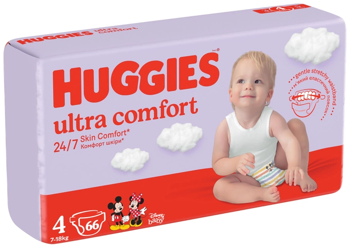 Scutece unisex Huggies Ultra Comfort Mega  4  (7-18 kg), 66 buc 