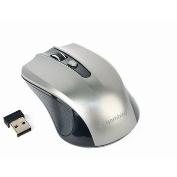 Wireless Mouse Gembird MUSW-4B-04-BG Optical 800-1600 dpi 4 buttons, Ambidextrous, 2xAAA, Black/Grey 