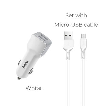 Hoco Z23 grand style dual-port car charger set with Micro cable 