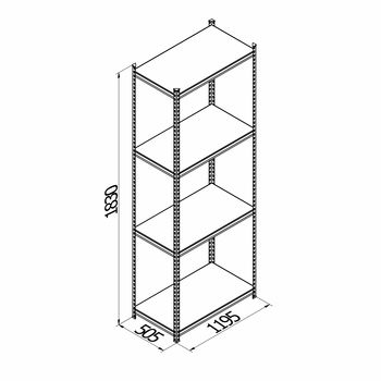 cumpără Raft metalic galvanizat cu placă din plastic Gama Box  1195Wx505Dx1830H mm, 4 polițe/PLB în Chișinău 