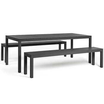 Set mobilier aluminiu NARDI Set Rio Bench Alu Antracite in set inclus Masa Nardi RIO ALU 210 FIX + 2 Banci Rio Bench Alu vern. antracite vern. antracite 49252.02.000 (Set mobilier aluminiu Masa aluminiu pentru gradina exterior terasa + 2 Banci din aluminiu)