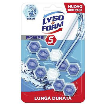 LysoForm Power 5 Ocean odorizant, dezinfectant, anticalcar pentru WC, 2 bucati 