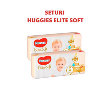 1 Set 2 pachete scutece Huggies Elite Soft Mega 5  (15-22 kg), 50 buc 