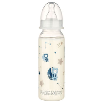 ”Baby-Nova” Biberon din silicon cu gât standart, 0-24 luni, 240ml., debit mediu, fără BPA, 1 buc./cutie de carton (47010 