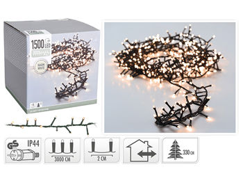 Luminite de Craciun "Fir" 1500LED alb-cald, 30m, cablul verde,8reg 