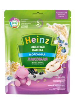 Каша Heinz Лакомая овсяная яблоко-черника-черная смородина 170г с 5месяцев 