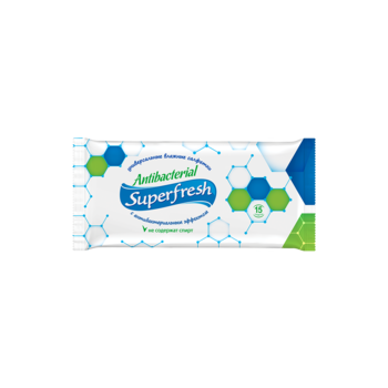 Влажные антибактериальные салфетки SuperFresh, 15 шт. 