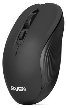 Wireless Mouse SVEN RX-560SW, Silent, Optical, 800-1600 dpi, 6 buttons, Ergonomic, 1xAA, Black 