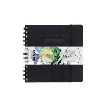 Скетчбук Малевичъ для акварели White Swan, черный, Fin, 200 г/м, 16х16, 25л 