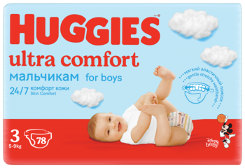 Scutece Huggies Ultra Comfort pentru băieţel 3 (5-9 kg), 78 buc. 
