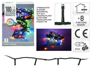 Luminite de Craciun "Fir" 180LED multicolore, 13.5m, fir verde, 8reg 