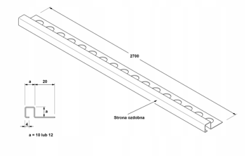 Profil Inox pentru gresie Q-10-2700-BLACK-BR 1,05 x 270cm 