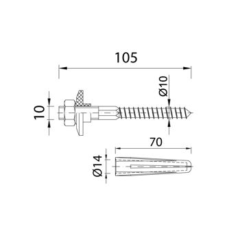 купить Крепления для умывальника М10 x 100 (комплект) MR-105  STYRON в Кишинёве 