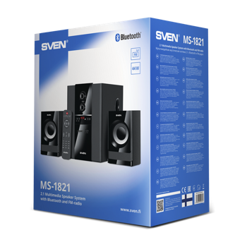 Speakers SVEN "MS-1821" Bluetooth, FM, USB/SD, Display, RC, Black, 44w / 20w + 2x12w / 2.1 