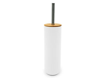 Perie WC cu suport "cilindru" Tendance Kanta, capac bambus, alba 