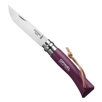 cumpără Cutit Opinel Trekking №07, 8,0, with leather lace, aubergine (plum), 001444 în Chișinău 