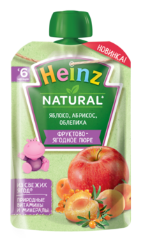 Piure Heinz fructe de pădure, mere, caise și cătină, 90g (6 luni) 