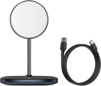 Baseus Wireless Charger Swan Magnetic Desktop Bracket Type-C 15W for iPhone 12/13/14, Black 