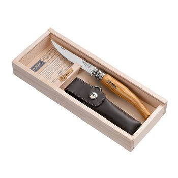 купить Подарочный набор Opinel Wooden gift box Slim Knife N°10 inox olive wood + sheath, 001090 в Кишинёве 