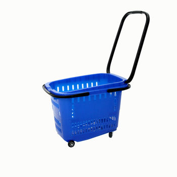 купить Пластиковая корзина на колесах (3 пластиковые ручки) 33L, 540*365*380, синий в Кишинёве 