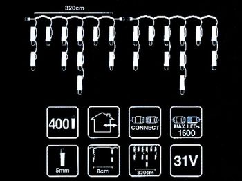 Luminite de Craciun "Turturi" 400LED alb-cald, 3.2m, conectabile 