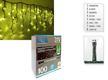 Luminite de Craciun "Turturi" 100LED alb-cald, 2.85m, distanta 15cm 