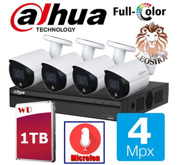 НАБОР DAHUA FULL COLOR IP 4 Мп 4 камеры POE HDD 1TB DH-IPC-HFW2439SP-SA-LED-0280B-S2 