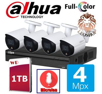 SET DAHUA FULL COLOR IP 4 Megapixeli 4 Camere POE HDD 1TB DH-IPC-HFW2439SP-SA-LED-0280B-S2 