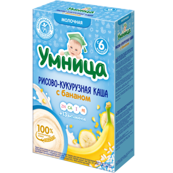 купить Каша Умница молочная рисово-кукурузная с бананом с 6 мес 200г в Кишинёве 