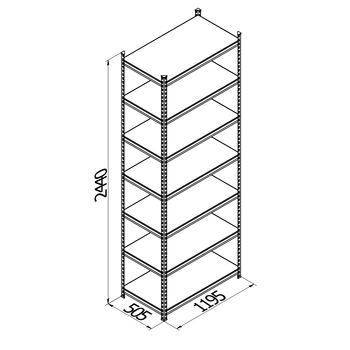 cumpără Raft metalic galvanizat cu placă din plastic Gama Box  1195Wx505Dx2440H mm, 7 polițe/PLB în Chișinău 