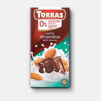 Шоколад молочный с мендалем без сахара, без глютена Torras  75г 