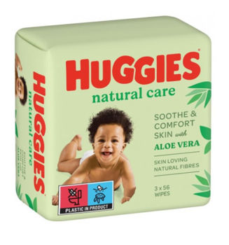 купить Влажные салфетки Huggies Natural Care, 3 x 56 шт в Кишинёве 